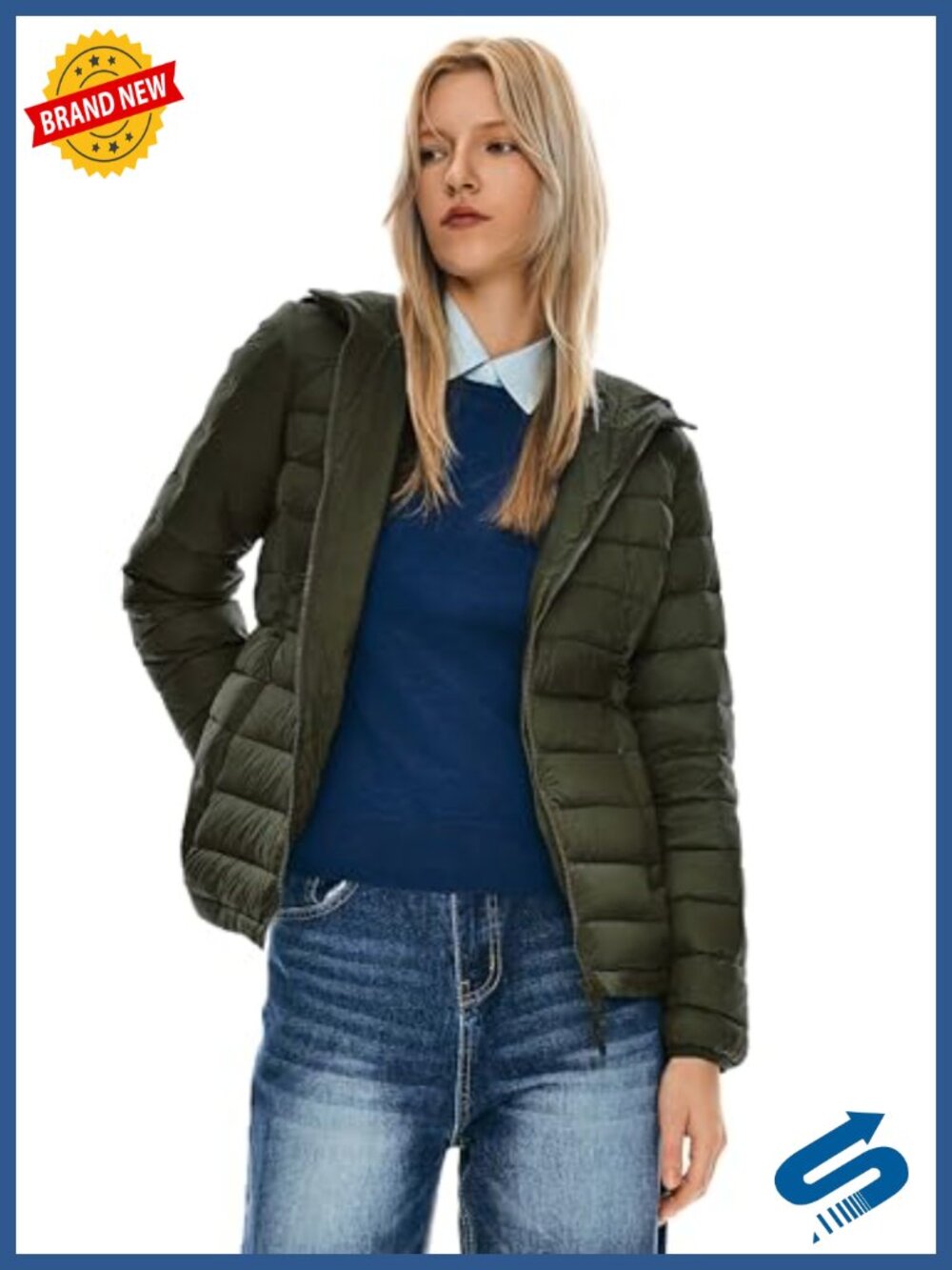 Women's Packable Down Jacket Hooded Ultra Lightweight Puffer Coat with Pockets